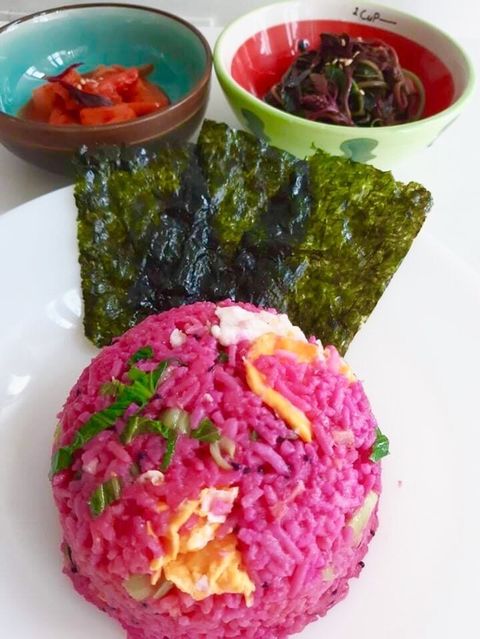 Pink Rosebud Rice with Banchan