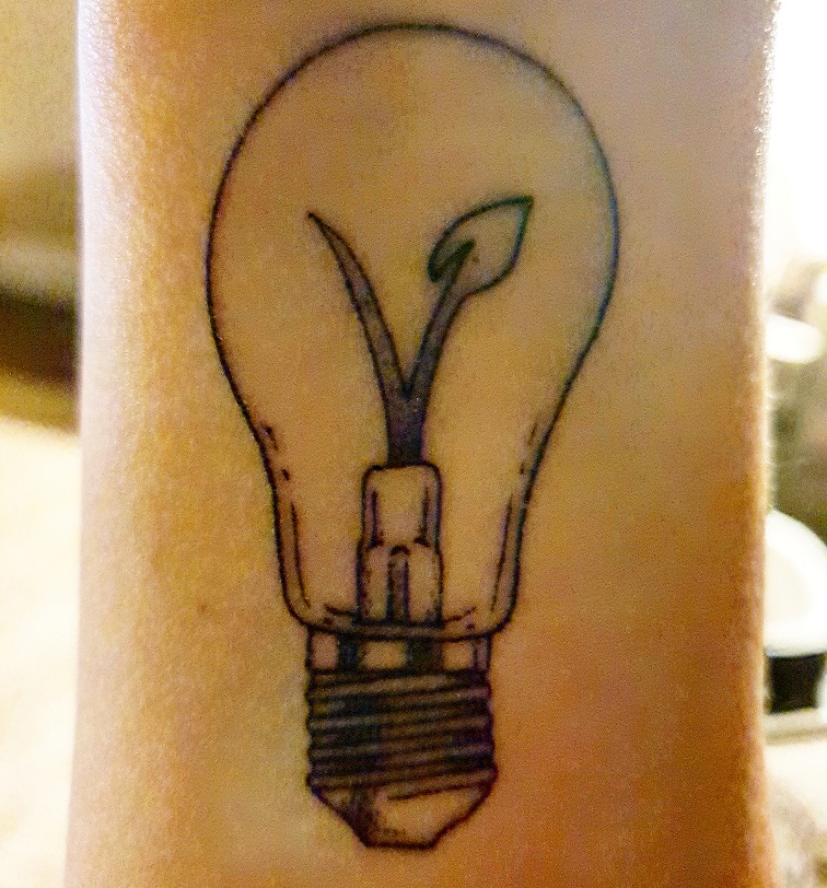 My 'light bulb moment' tattoo celebrating my vegan life