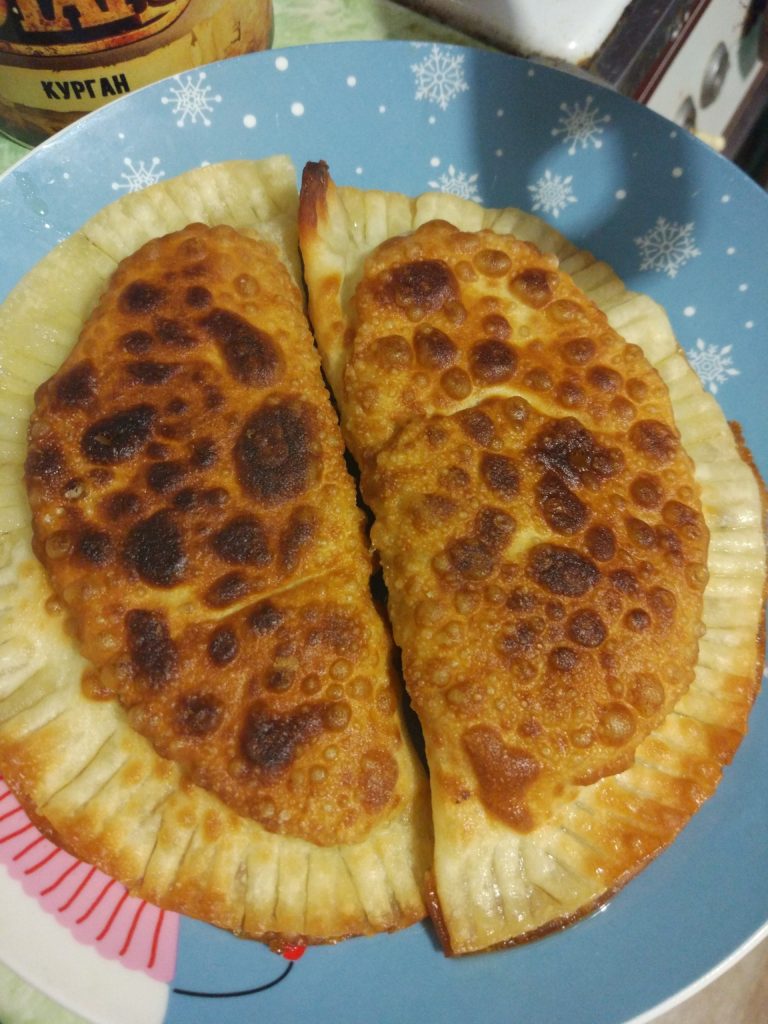 Homemade chebureks with soy minced meat