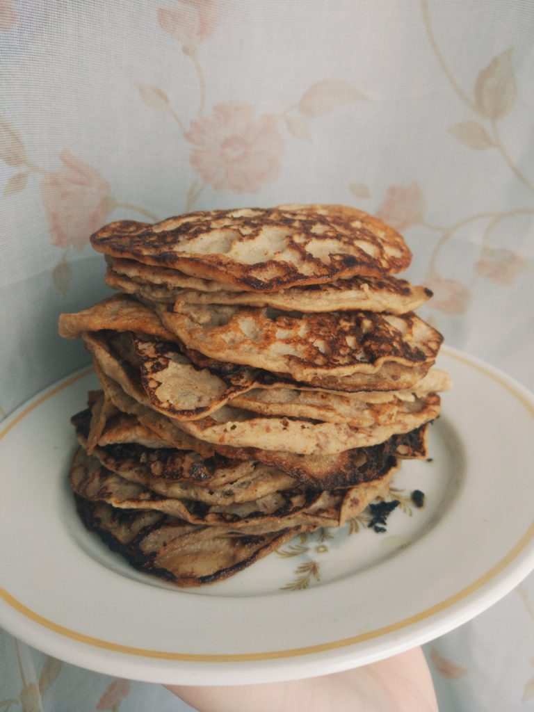 Homemade thin Russian rice flour pancakes