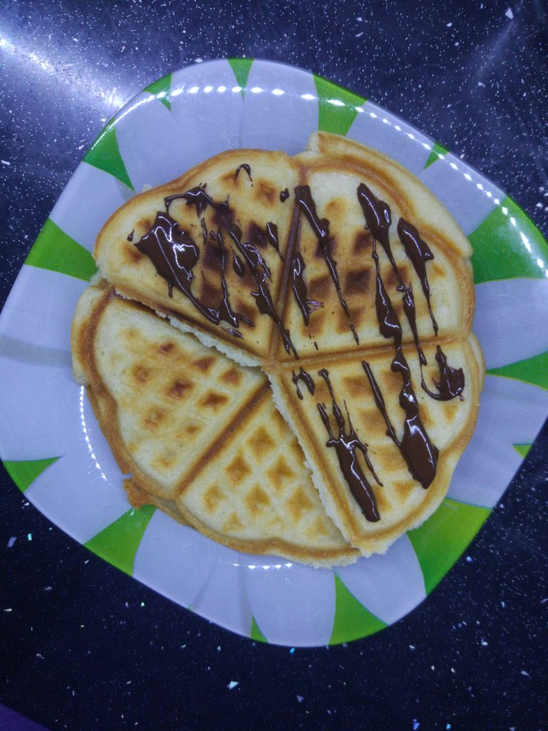 Own waffles with dark chocolate