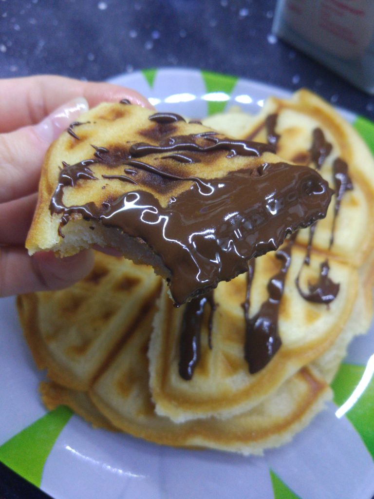 Own waffles with dark chocolate