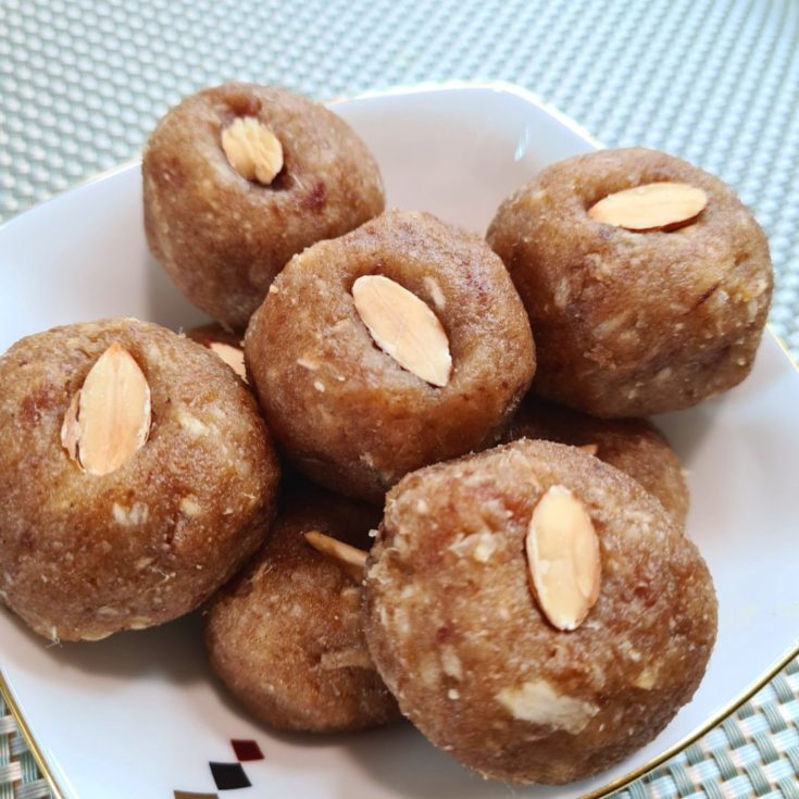 Vegan Coconut Almond Laddoos (Sugar-Free, Oil-Free)