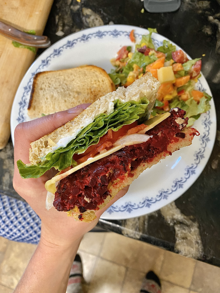 Beet Quinoa Patty Sandwich: Becky Hill | Heart Coaching