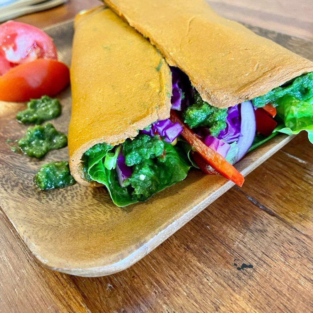 One of my raw vegan wraps with my raw vegan pesto and salad: Leanne Hill | Raw Vegan