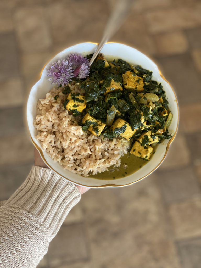 Spinach Saag with dilicious Tofu _Paneer: Becky Hill | Heart Coaching