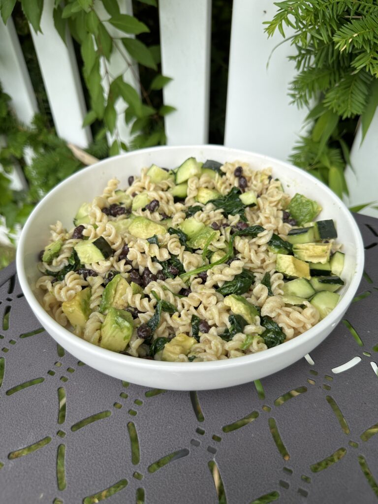 My Southwestern Mac
Pasta Salad with Goodles vegan mac, cucumber, baby spinach, black beans, and avocado: Alex | Vegan Everything