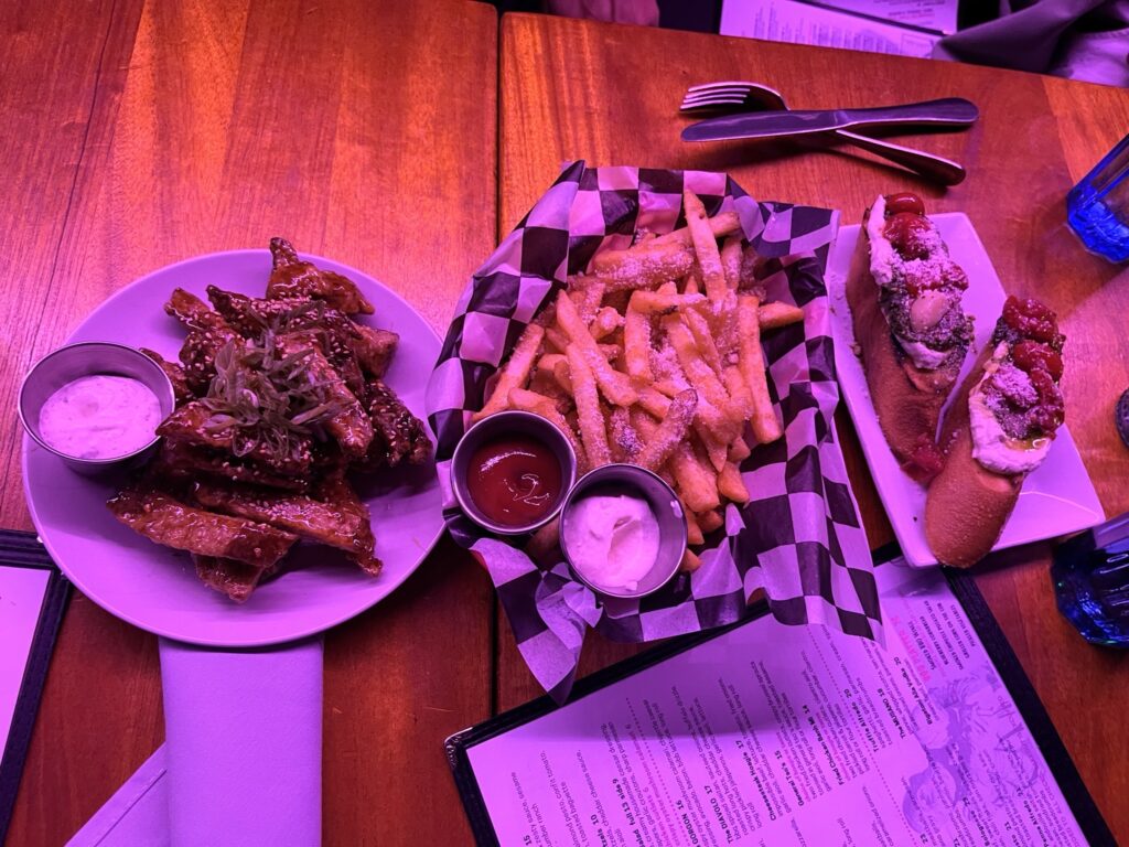 General Tso’s Seitan Wings, Truffle Parmesan Fries, & Bruschetta from Monster Vegan