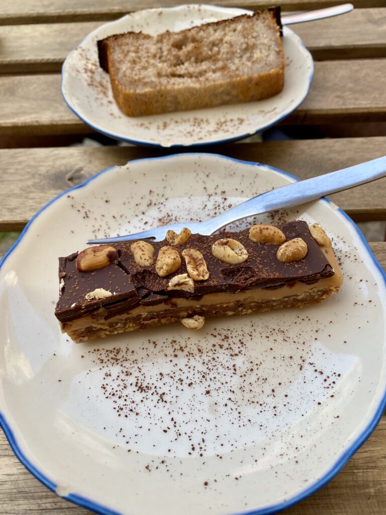 vegan snickers cake and vegan banana bread