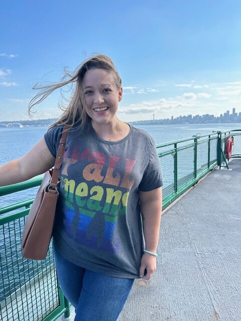 Me, headed to Seattle on the ferry - Jenn Cooks Vegan Food