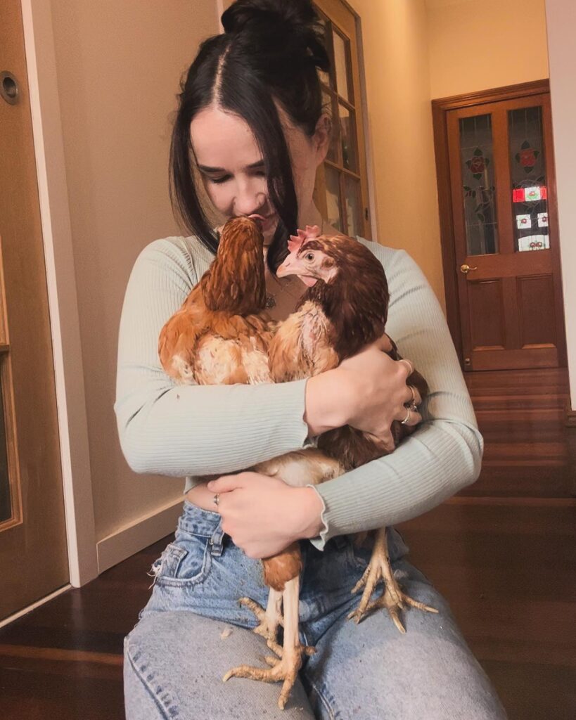 We aren’t all lucky enough to be in the presence of such a beautiful, sweet little hen to hug today but we ARE lucky enough to have the intelligence and empathy to choose a kinder option and go vegan for them!